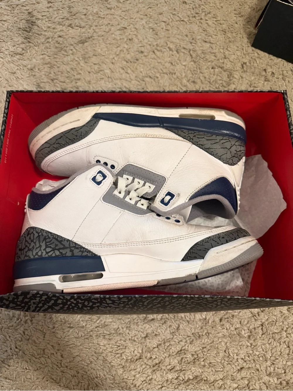 Jordan Retro Basketball Sneakers in White, Navy & Gray